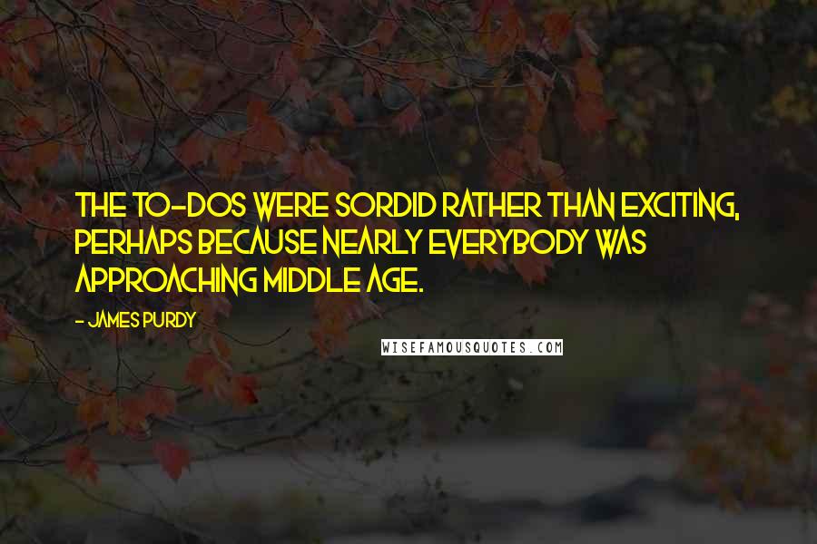 James Purdy Quotes: The to-dos were sordid rather than exciting, perhaps because nearly everybody was approaching middle age.