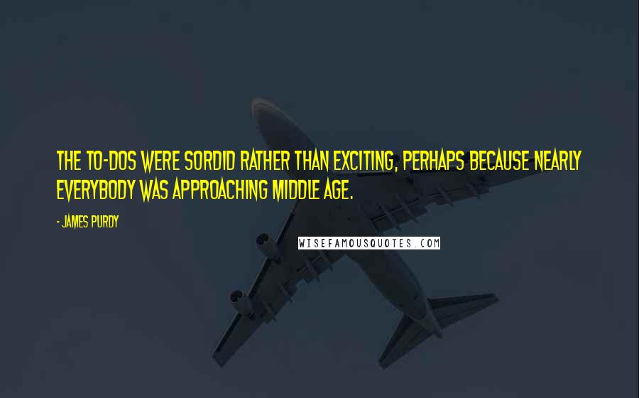 James Purdy Quotes: The to-dos were sordid rather than exciting, perhaps because nearly everybody was approaching middle age.