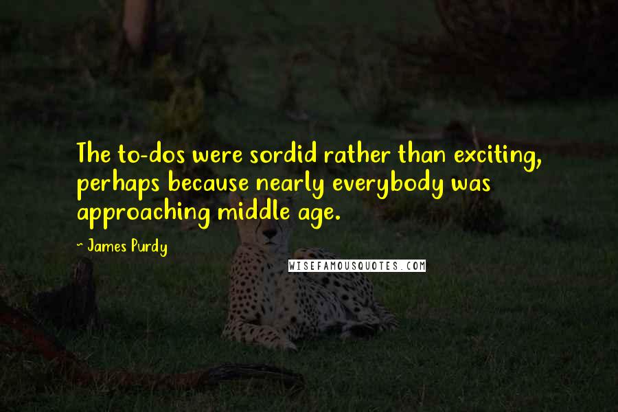 James Purdy Quotes: The to-dos were sordid rather than exciting, perhaps because nearly everybody was approaching middle age.