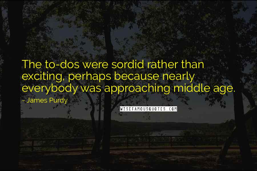 James Purdy Quotes: The to-dos were sordid rather than exciting, perhaps because nearly everybody was approaching middle age.