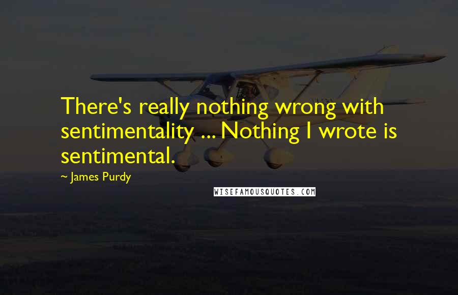 James Purdy Quotes: There's really nothing wrong with sentimentality ... Nothing I wrote is sentimental.