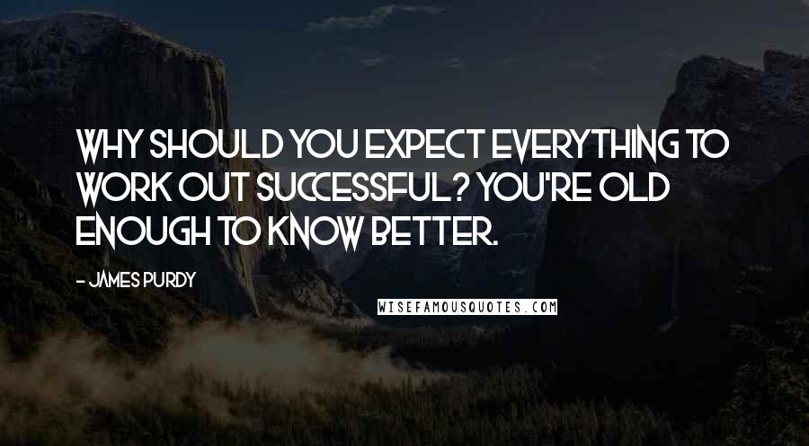 James Purdy Quotes: Why should you expect everything to work out successful? You're old enough to know better.