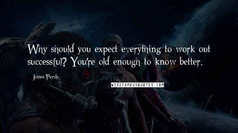 James Purdy Quotes: Why should you expect everything to work out successful? You're old enough to know better.