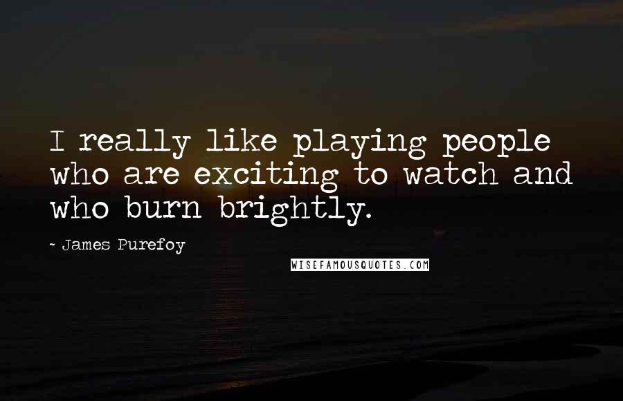 James Purefoy Quotes: I really like playing people who are exciting to watch and who burn brightly.