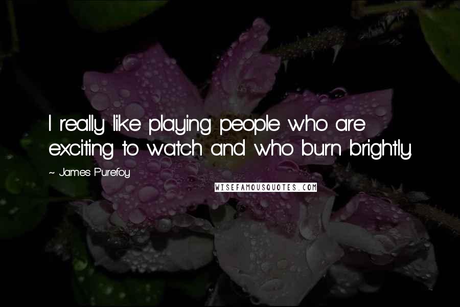 James Purefoy Quotes: I really like playing people who are exciting to watch and who burn brightly.