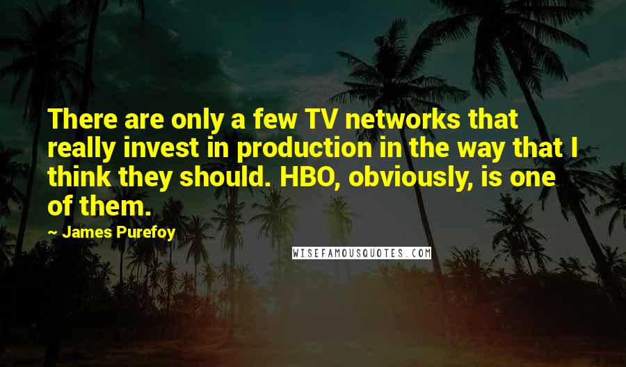 James Purefoy Quotes: There are only a few TV networks that really invest in production in the way that I think they should. HBO, obviously, is one of them.