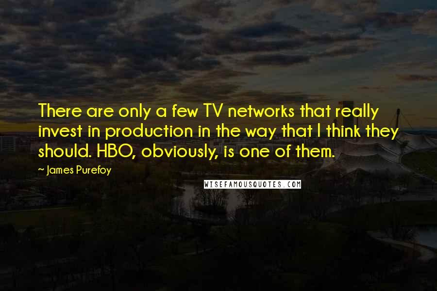 James Purefoy Quotes: There are only a few TV networks that really invest in production in the way that I think they should. HBO, obviously, is one of them.