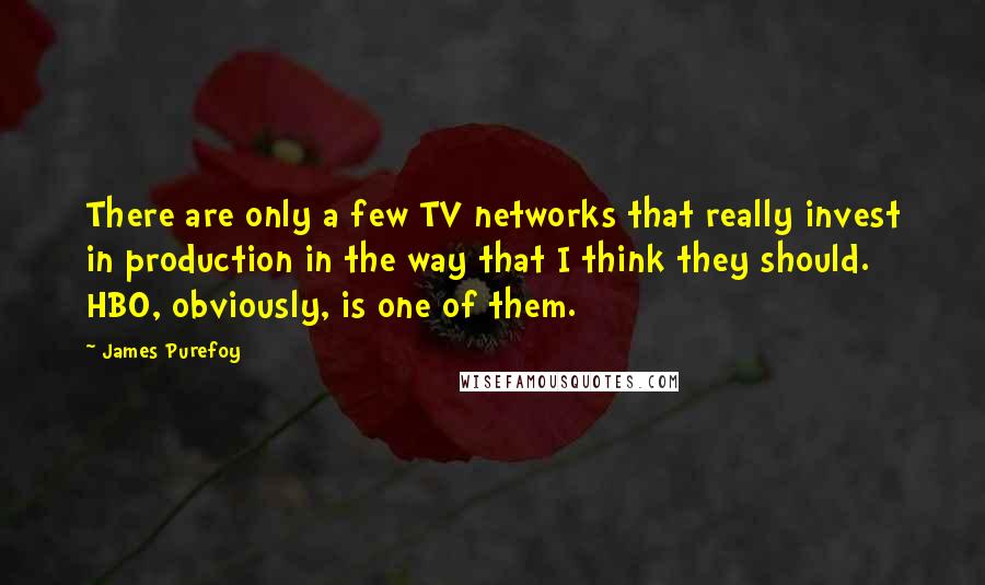 James Purefoy Quotes: There are only a few TV networks that really invest in production in the way that I think they should. HBO, obviously, is one of them.