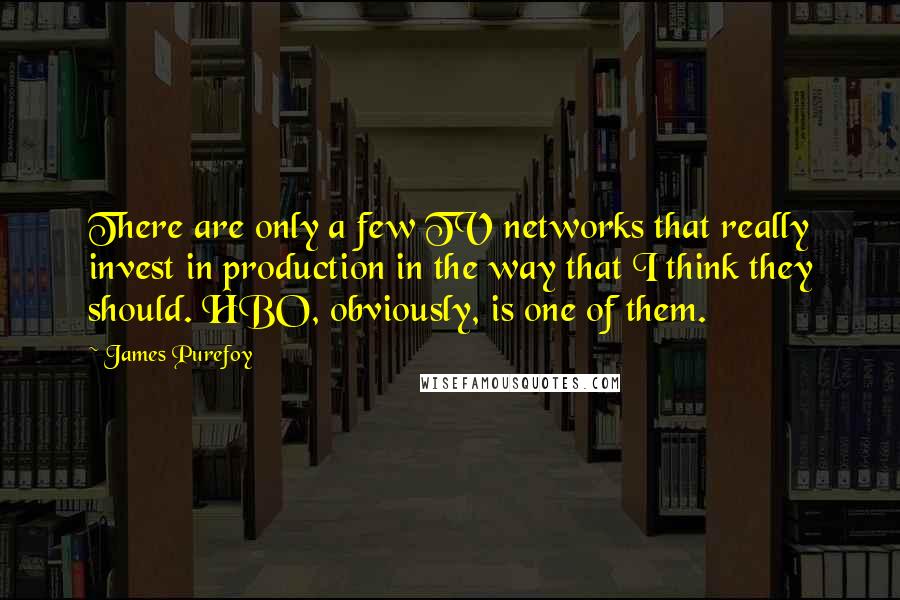 James Purefoy Quotes: There are only a few TV networks that really invest in production in the way that I think they should. HBO, obviously, is one of them.