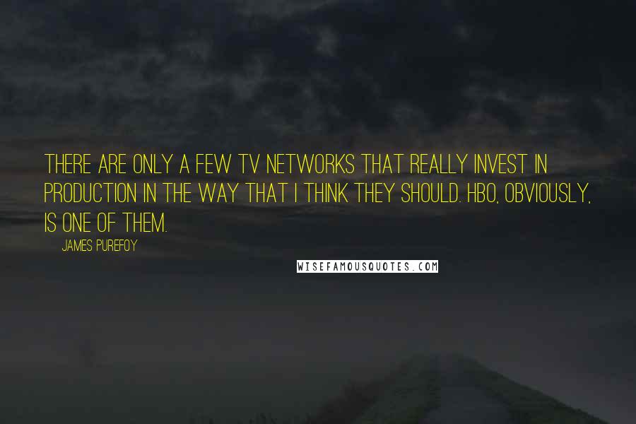 James Purefoy Quotes: There are only a few TV networks that really invest in production in the way that I think they should. HBO, obviously, is one of them.