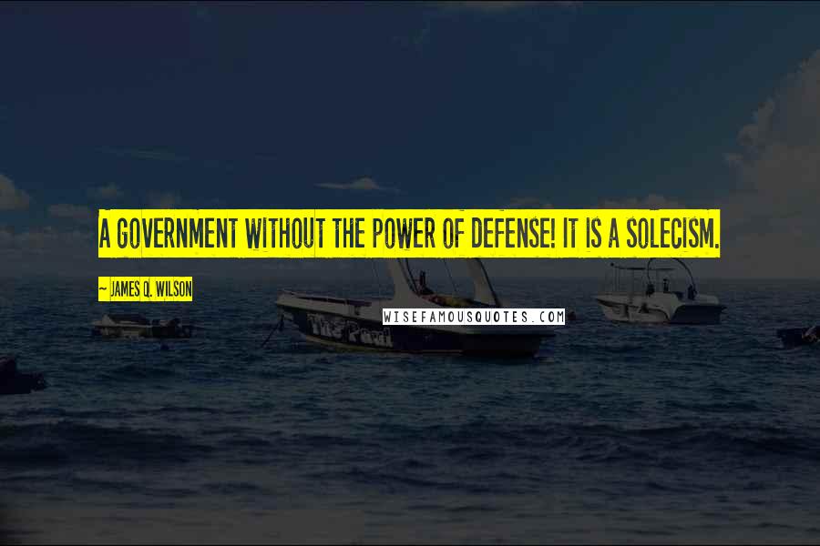 James Q. Wilson Quotes: A government without the power of defense! It is a solecism.