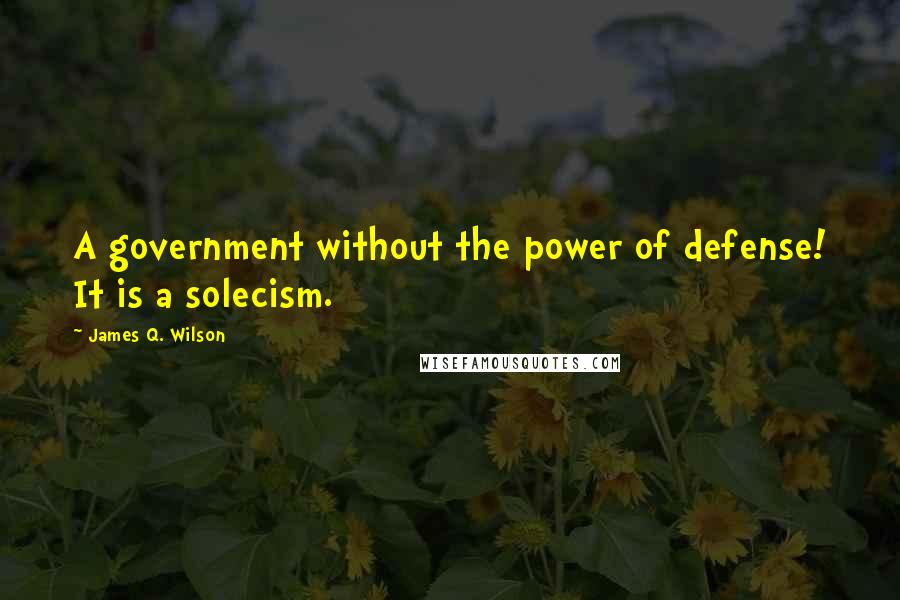 James Q. Wilson Quotes: A government without the power of defense! It is a solecism.