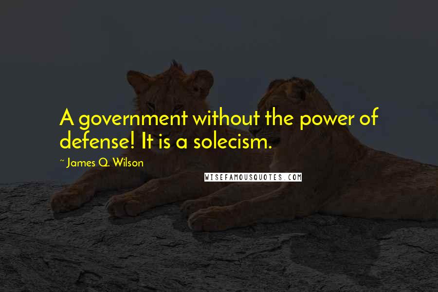 James Q. Wilson Quotes: A government without the power of defense! It is a solecism.