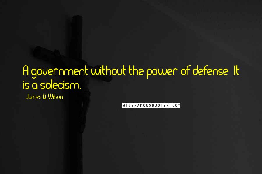 James Q. Wilson Quotes: A government without the power of defense! It is a solecism.