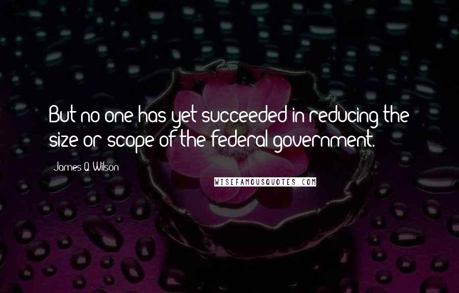 James Q. Wilson Quotes: But no one has yet succeeded in reducing the size or scope of the federal government.