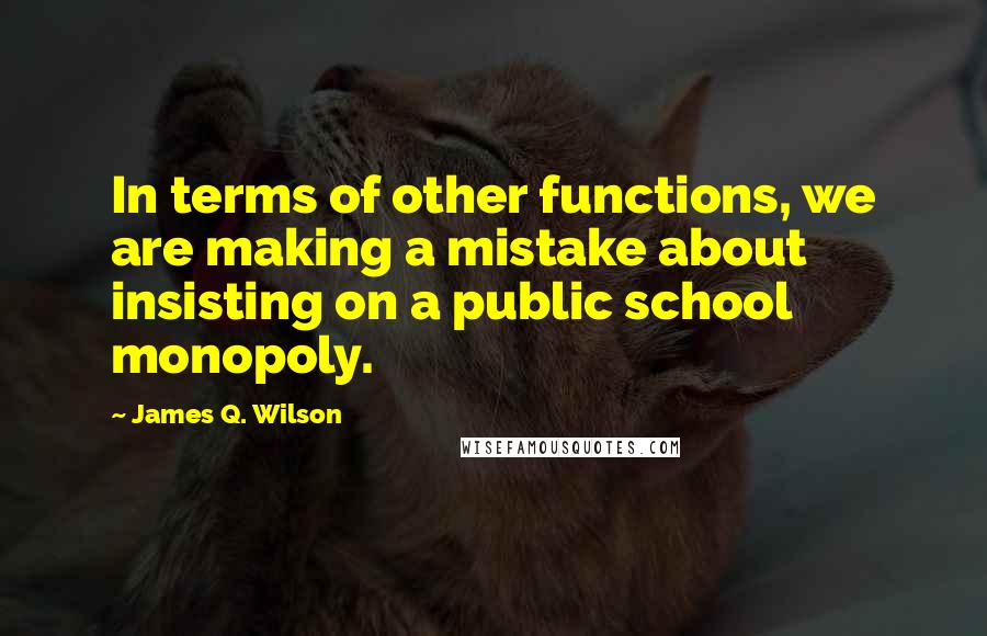 James Q. Wilson Quotes: In terms of other functions, we are making a mistake about insisting on a public school monopoly.