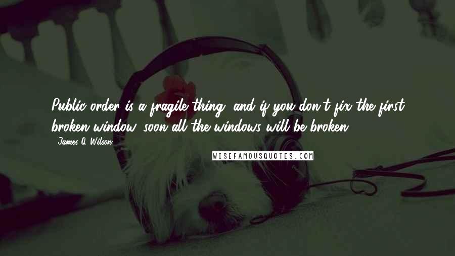 James Q. Wilson Quotes: Public order is a fragile thing, and if you don't fix the first broken window, soon all the windows will be broken.