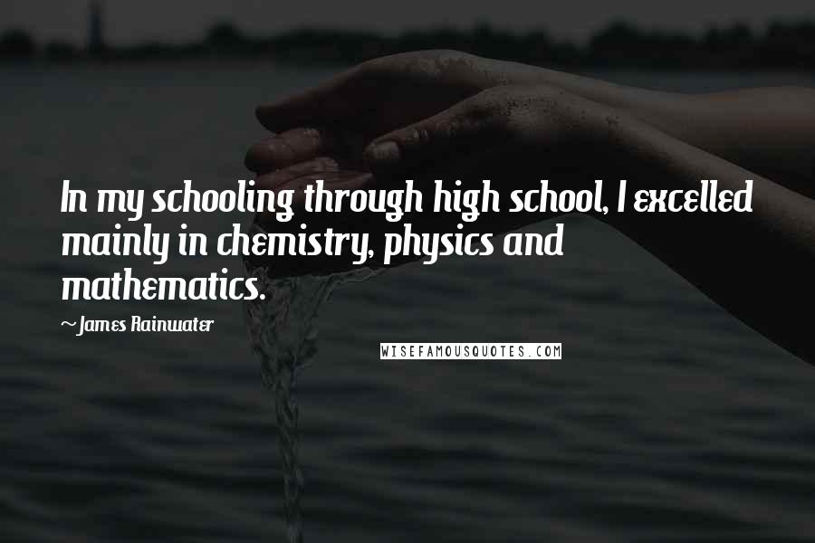 James Rainwater Quotes: In my schooling through high school, I excelled mainly in chemistry, physics and mathematics.