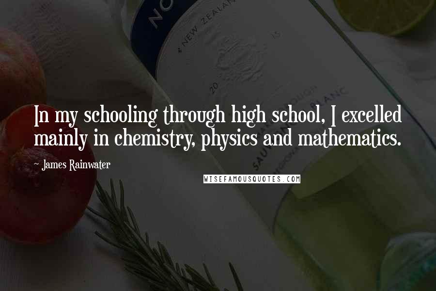 James Rainwater Quotes: In my schooling through high school, I excelled mainly in chemistry, physics and mathematics.
