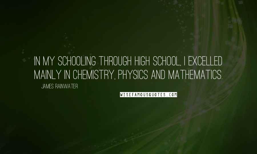 James Rainwater Quotes: In my schooling through high school, I excelled mainly in chemistry, physics and mathematics.