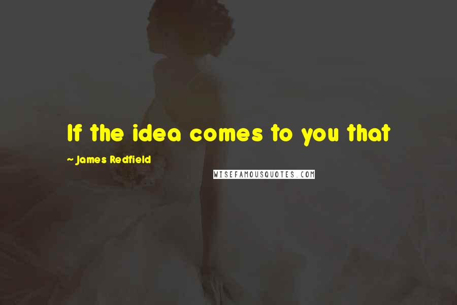James Redfield Quotes: If the idea comes to you that