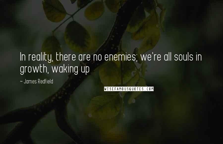 James Redfield Quotes: In reality, there are no enemies; we're all souls in growth, waking up