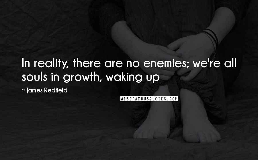 James Redfield Quotes: In reality, there are no enemies; we're all souls in growth, waking up