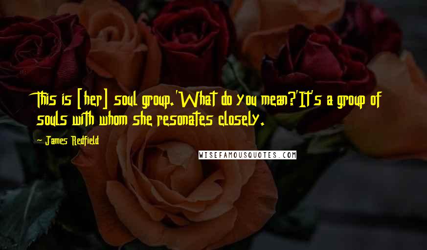 James Redfield Quotes: This is [her] soul group.'What do you mean?'It's a group of souls with whom she resonates closely.