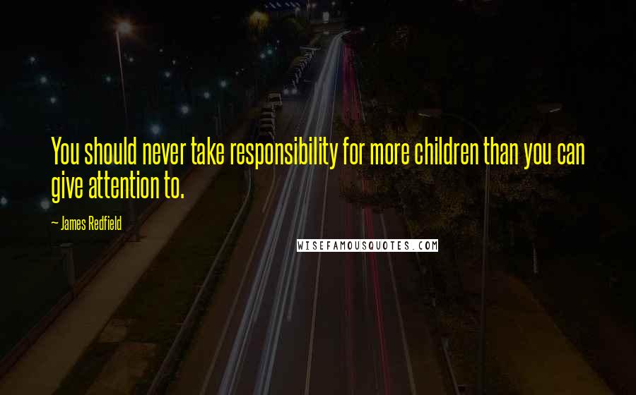 James Redfield Quotes: You should never take responsibility for more children than you can give attention to.