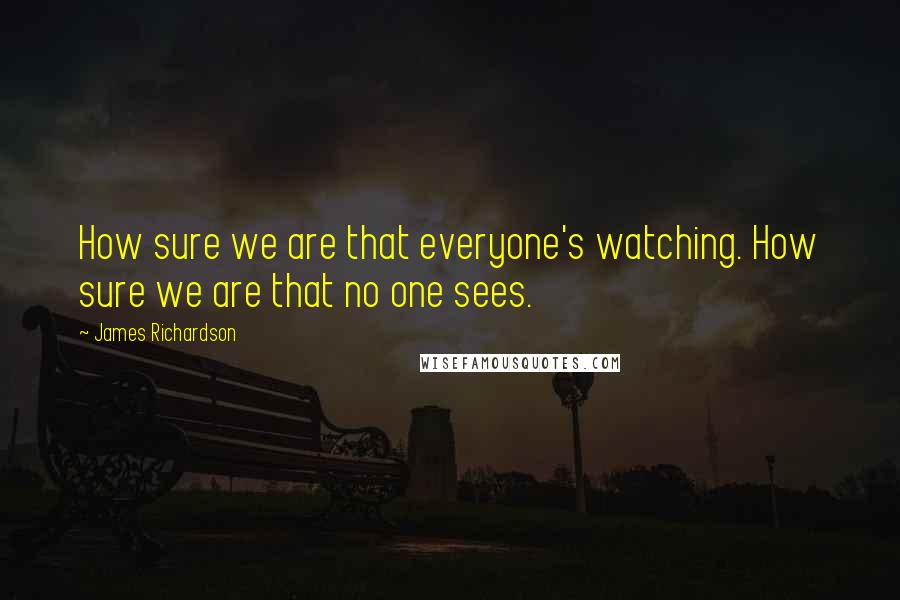 James Richardson Quotes: How sure we are that everyone's watching. How sure we are that no one sees.