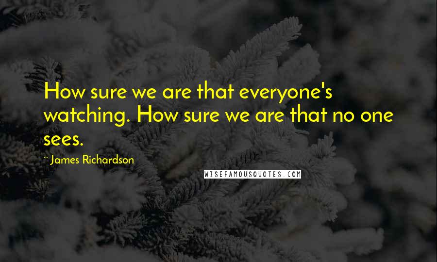 James Richardson Quotes: How sure we are that everyone's watching. How sure we are that no one sees.