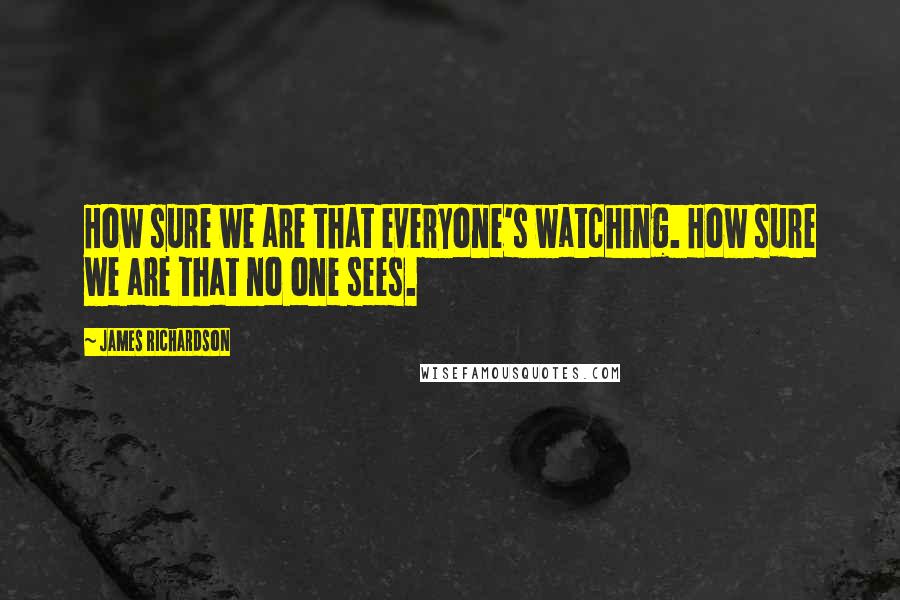 James Richardson Quotes: How sure we are that everyone's watching. How sure we are that no one sees.