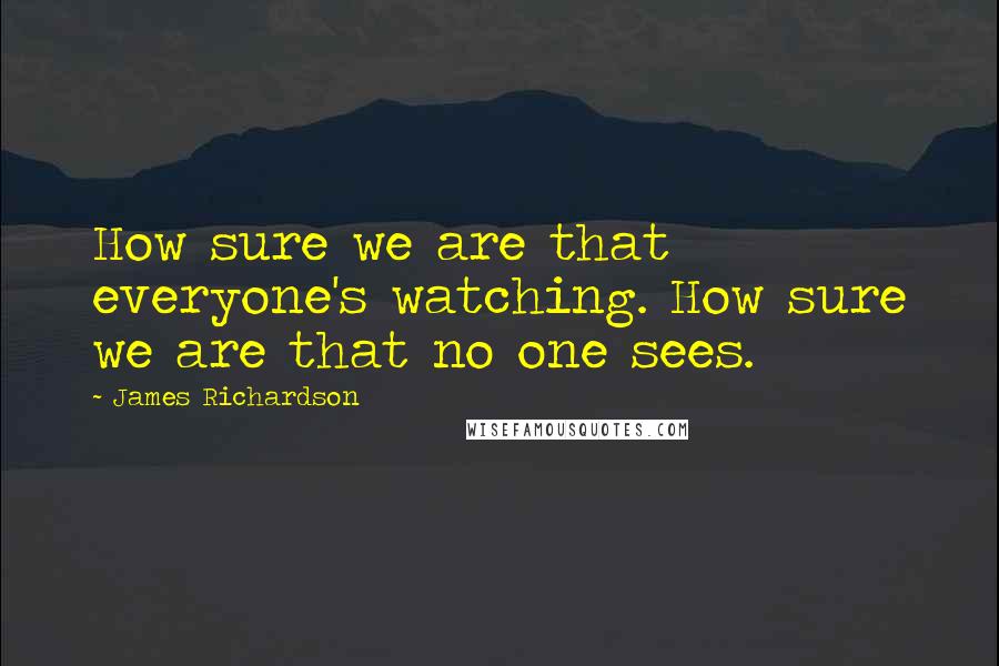 James Richardson Quotes: How sure we are that everyone's watching. How sure we are that no one sees.