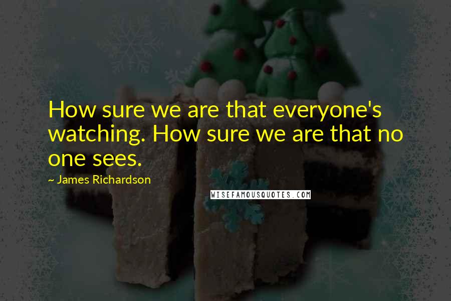 James Richardson Quotes: How sure we are that everyone's watching. How sure we are that no one sees.