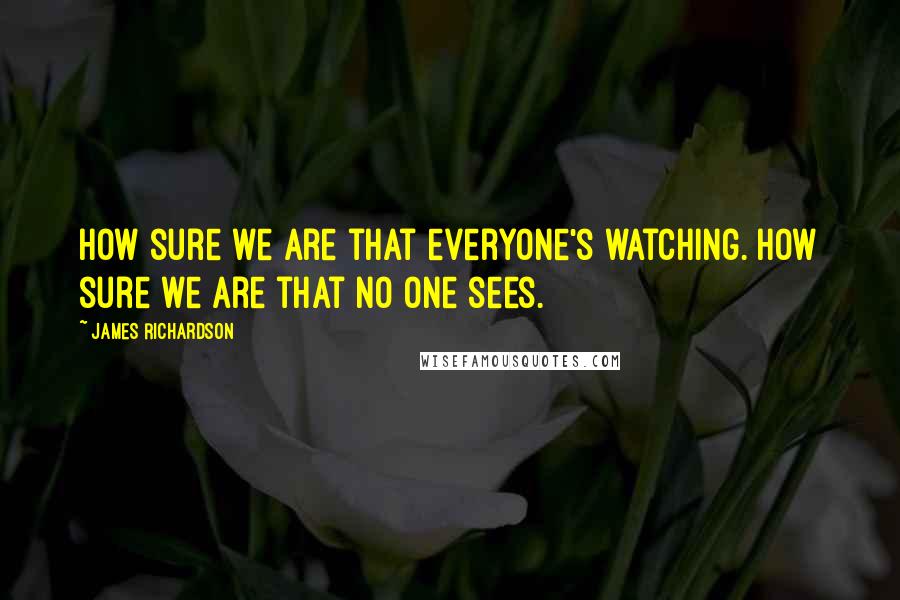 James Richardson Quotes: How sure we are that everyone's watching. How sure we are that no one sees.