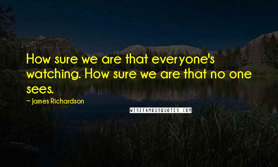 James Richardson Quotes: How sure we are that everyone's watching. How sure we are that no one sees.