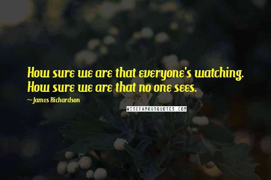 James Richardson Quotes: How sure we are that everyone's watching. How sure we are that no one sees.