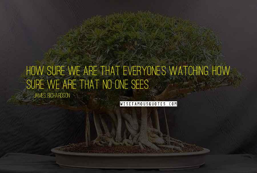 James Richardson Quotes: How sure we are that everyone's watching. How sure we are that no one sees.