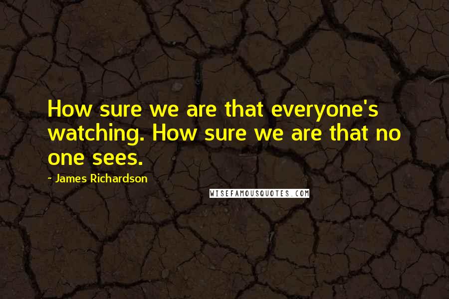 James Richardson Quotes: How sure we are that everyone's watching. How sure we are that no one sees.