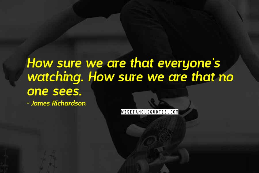 James Richardson Quotes: How sure we are that everyone's watching. How sure we are that no one sees.