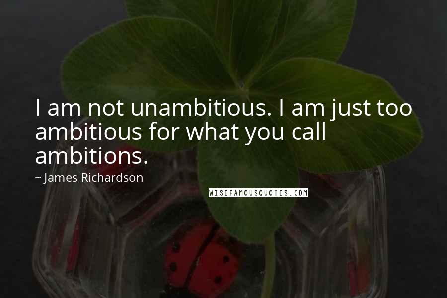 James Richardson Quotes: I am not unambitious. I am just too ambitious for what you call ambitions.