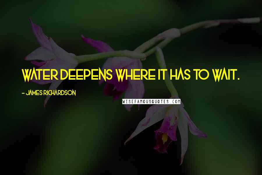 James Richardson Quotes: Water deepens where it has to wait.