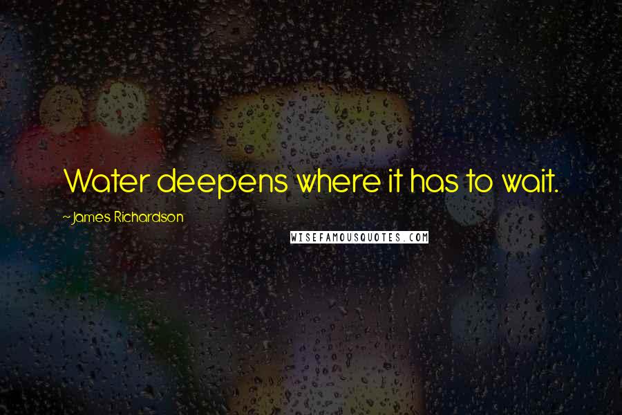 James Richardson Quotes: Water deepens where it has to wait.