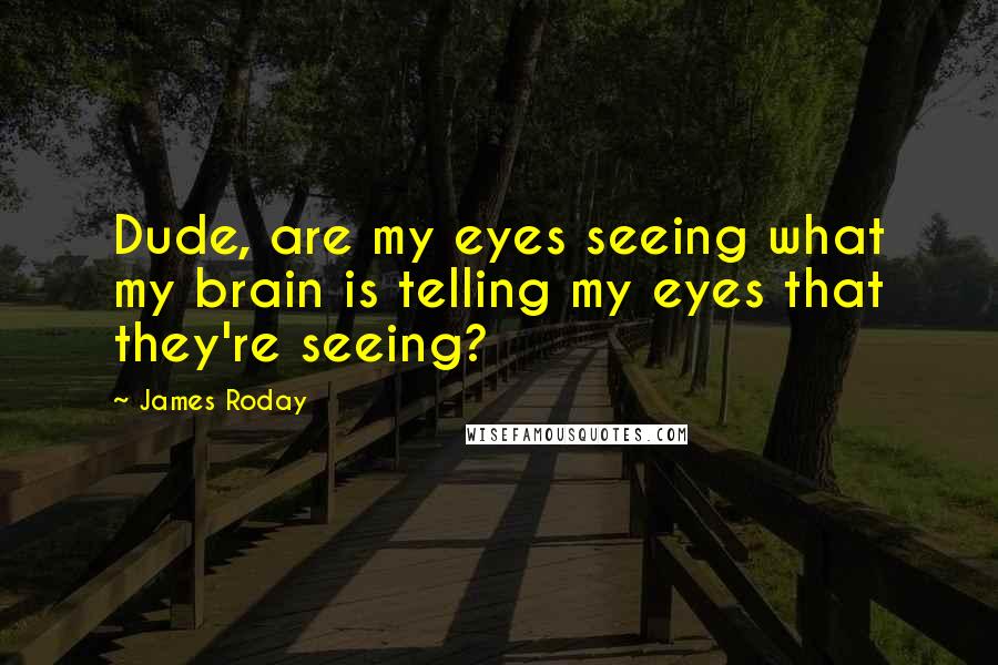 James Roday Quotes: Dude, are my eyes seeing what my brain is telling my eyes that they're seeing?