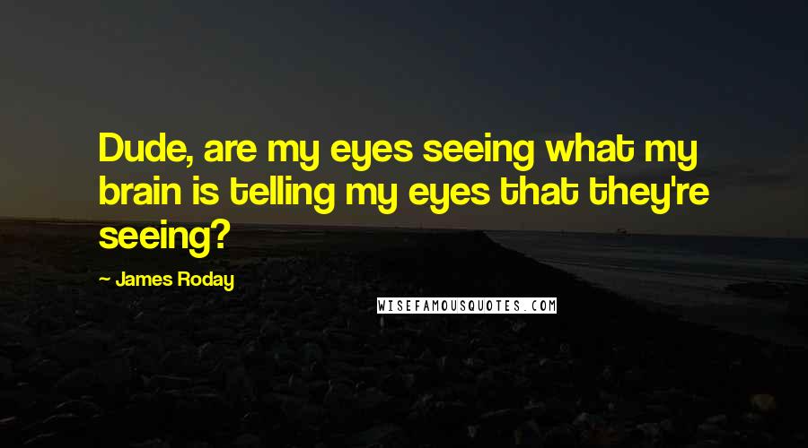 James Roday Quotes: Dude, are my eyes seeing what my brain is telling my eyes that they're seeing?
