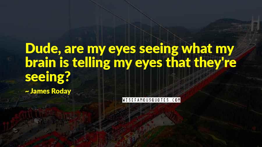 James Roday Quotes: Dude, are my eyes seeing what my brain is telling my eyes that they're seeing?