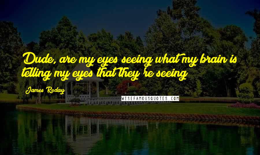 James Roday Quotes: Dude, are my eyes seeing what my brain is telling my eyes that they're seeing?