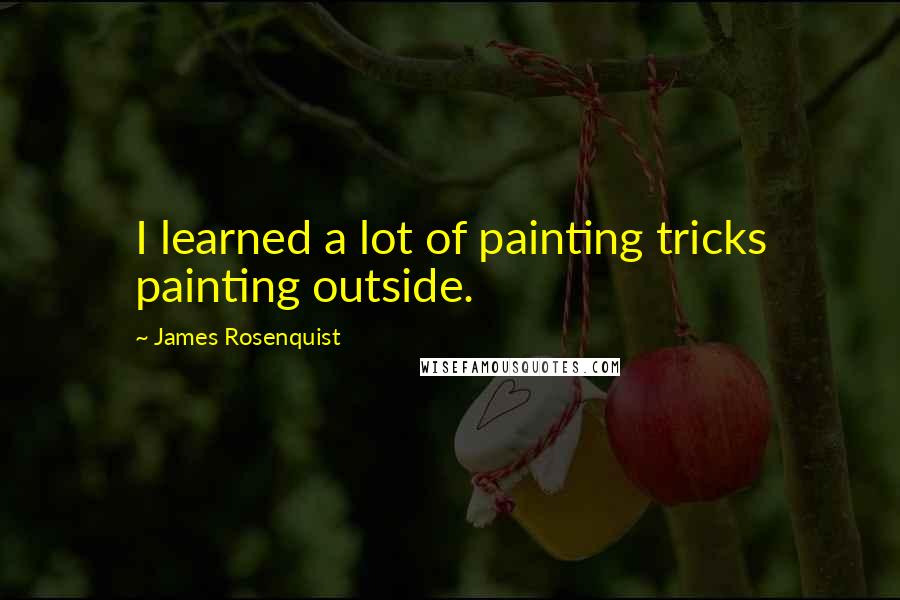 James Rosenquist Quotes: I learned a lot of painting tricks painting outside.