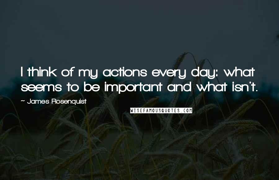 James Rosenquist Quotes: I think of my actions every day: what seems to be important and what isn't.
