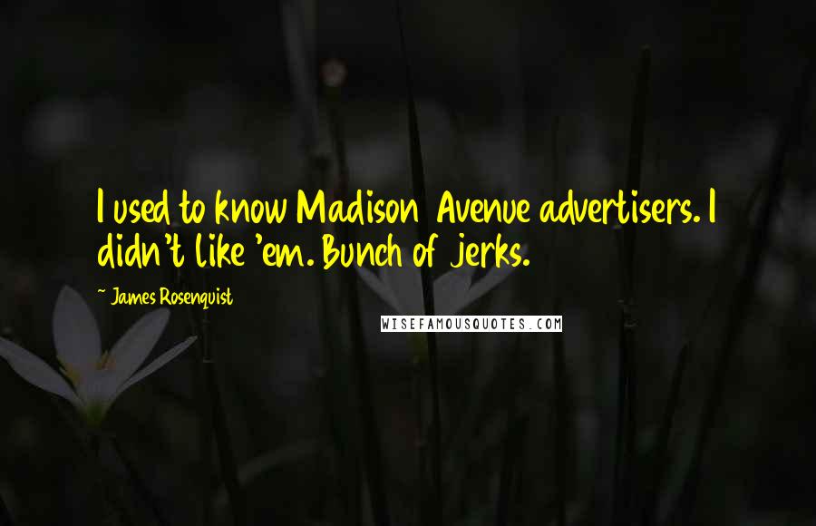 James Rosenquist Quotes: I used to know Madison Avenue advertisers. I didn't like 'em. Bunch of jerks.